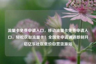 流量卡免费申请入口，移动流量卡免费申请入口，轻松获取流量卡！全国免申请通道即刻开启亿乐社区低价自营货源站