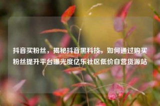 抖音买粉丝，揭秘抖音黑科技，如何通过购买粉丝提升平台曝光度亿乐社区低价自营货源站