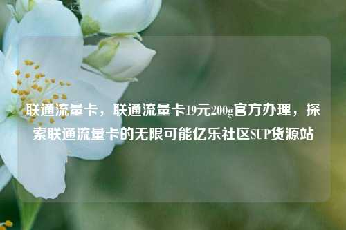 联通流量卡，联通流量卡19元200g官方办理，探索联通流量卡的无限可能亿乐社区SUP货源站  第1张