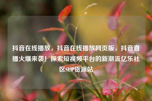 抖音在线播放	，抖音在线播放网页版，抖音直播火爆来袭！探索短视频平台的新潮流亿乐社区SUP货源站  第1张