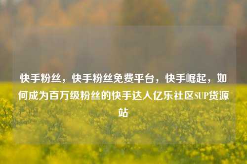 快手粉丝	，快手粉丝免费平台，快手崛起，如何成为百万级粉丝的快手达人亿乐社区SUP货源站  第1张