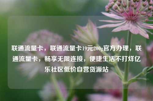 联通流量卡	，联通流量卡19元200g官方办理，联通流量卡，畅享无限连接	，便捷生活不打烊亿乐社区低价自营货源站  第1张