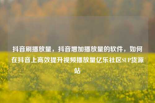 抖音刷播放量	，抖音增加播放量的软件，如何在抖音上高效提升视频播放量亿乐社区SUP货源站  第1张