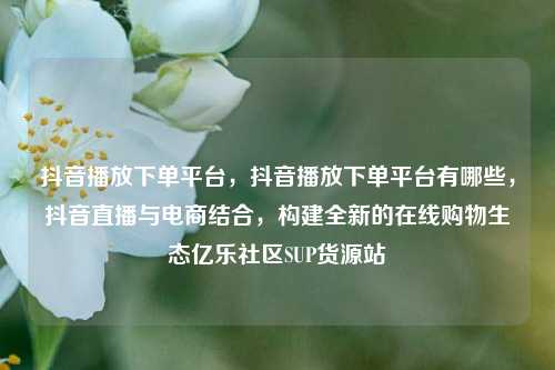 抖音播放下单平台，抖音播放下单平台有哪些，抖音直播与电商结合	，构建全新的在线购物生态亿乐社区SUP货源站  第1张