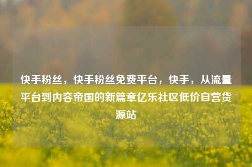 快手粉丝，快手粉丝免费平台	，快手，从流量平台到内容帝国的新篇章亿乐社区低价自营货源站  第1张