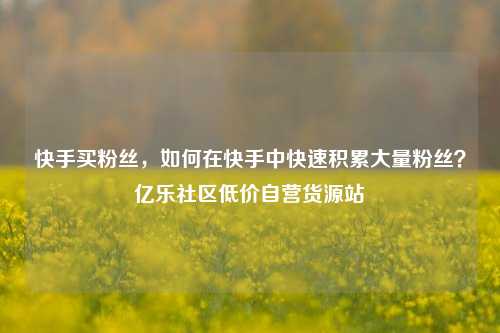 快手买粉丝	，如何在快手中快速积累大量粉丝？亿乐社区低价自营货源站  第1张