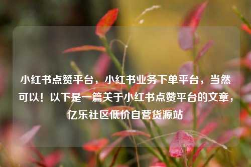 小红书点赞平台	，小红书业务下单平台，当然可以！以下是一篇关于小红书点赞平台的文章，亿乐社区低价自营货源站  第1张