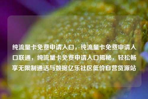 纯流量卡免费申请入口	，纯流量卡免费申请入口联通，纯流量卡免费申请入口揭秘，轻松畅享无限制通话与数据亿乐社区低价自营货源站  第1张