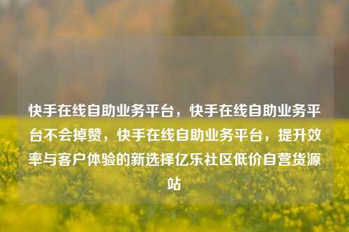 快手在线自助业务平台	，快手在线自助业务平台不会掉赞，快手在线自助业务平台，提升效率与客户体验的新选择亿乐社区低价自营货源站  第1张