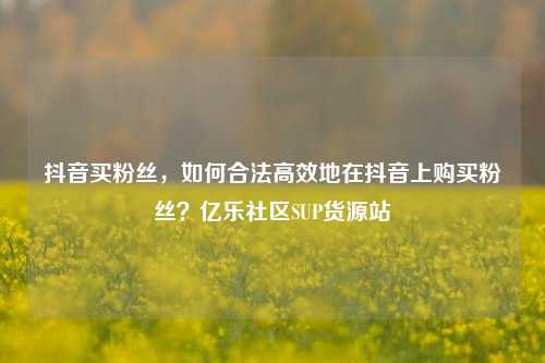 抖音买粉丝	，如何合法高效地在抖音上购买粉丝？亿乐社区SUP货源站  第1张