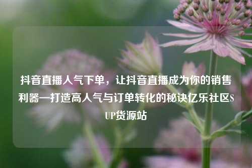 抖音直播人气下单，让抖音直播成为你的销售利器—打造高人气与订单转化的秘诀亿乐社区SUP货源站  第1张