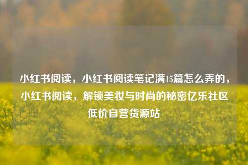 小红书阅读	，小红书阅读笔记满15篇怎么弄的，小红书阅读，解锁美妆与时尚的秘密亿乐社区低价自营货源站  第1张