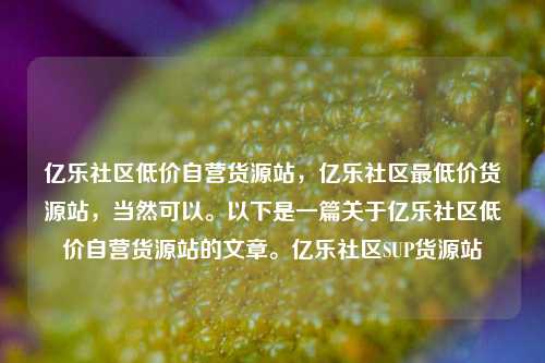 亿乐社区低价自营货源站，亿乐社区最低价货源站，当然可以。以下是一篇关于亿乐社区低价自营货源站的文章。亿乐社区SUP货源站  第1张