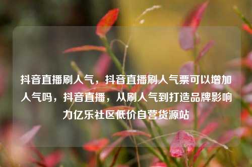 抖音直播刷人气，抖音直播刷人气票可以增加人气吗，抖音直播	，从刷人气到打造品牌影响力亿乐社区低价自营货源站  第1张
